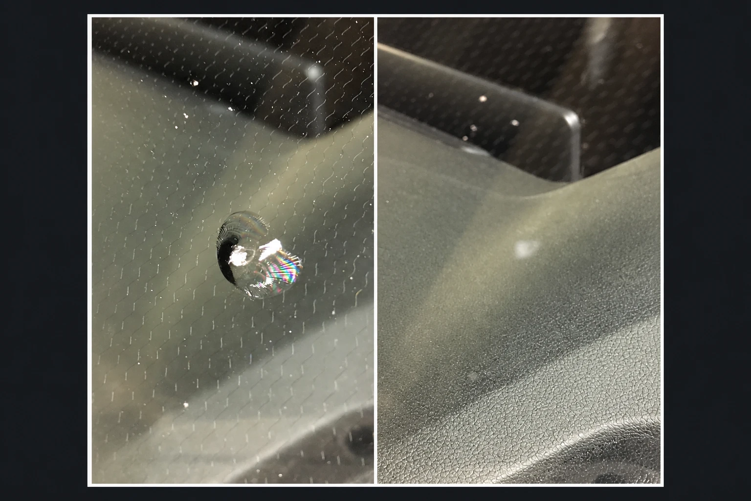 Пример стандартного скола, как от удара шипа